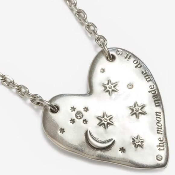 Johnny Was Moon Heart Silver Heart Necklace - Picture 1 of 2